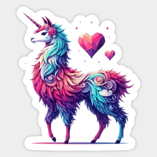 Trendy doodle rainbow llamacorn unicorn llama of love Sticker